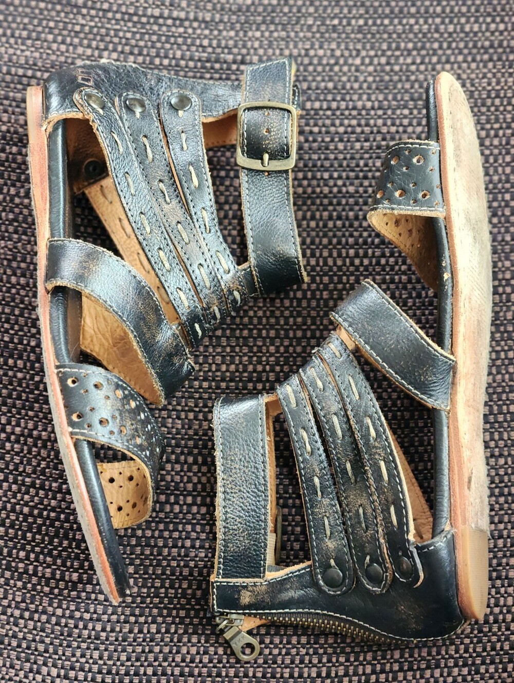 Bedstu BED STU Artemis Black Hand Wash Leather Gladiator Sandals 6.5 Womens
